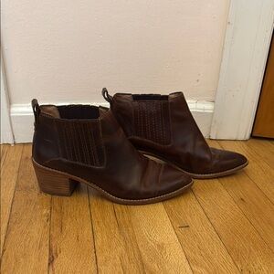 Madewell Brown Ankle Booties with Fringe